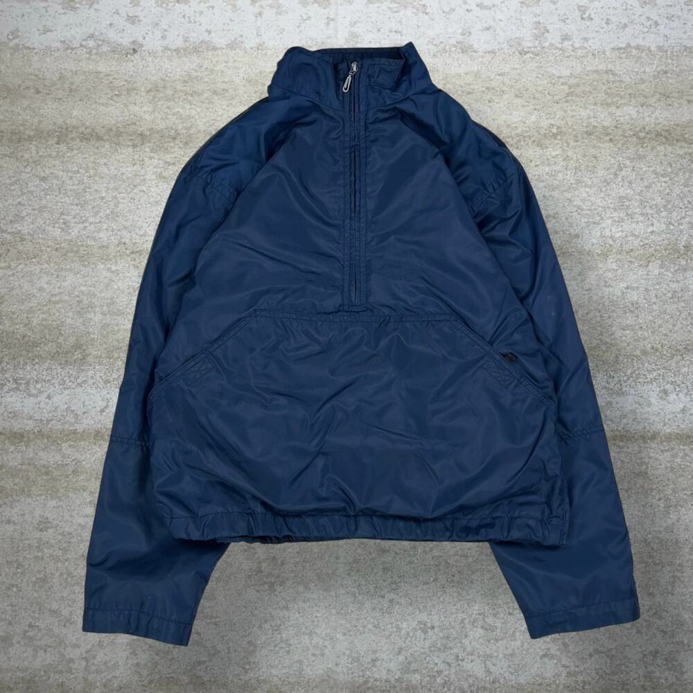 Vintage Y2K Nike Windbreaker Jacket Womens M Navy Blue Nylon Half Zip Swoosh